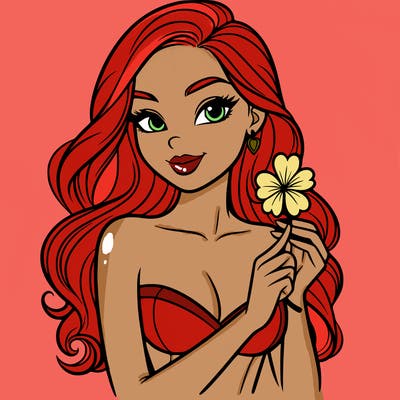 beautiful woman  carrying a clover