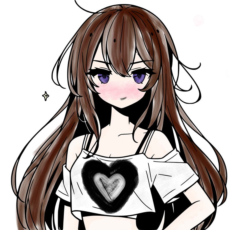 a cool anime girl with a crop top with long hair