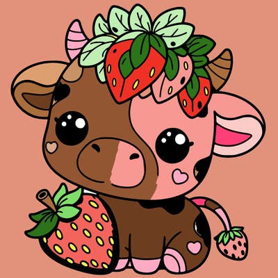 cute strawberry cow