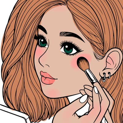 a realistic girl doing her makeup