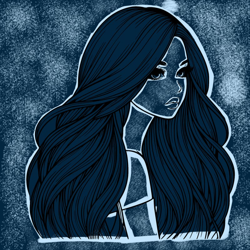 realistic girl with long realistic hair