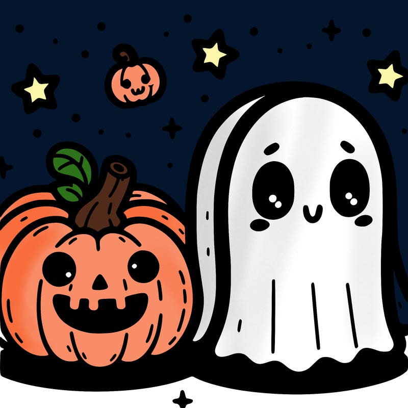 cute pumpkin and ghost