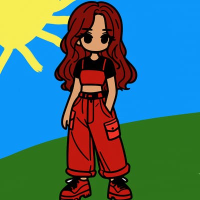 girl in crop top and baggy pants