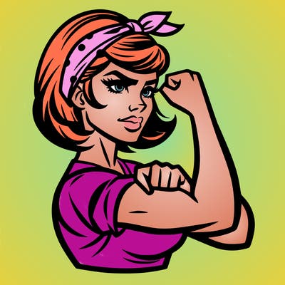 strong woman with a 60s american ad style