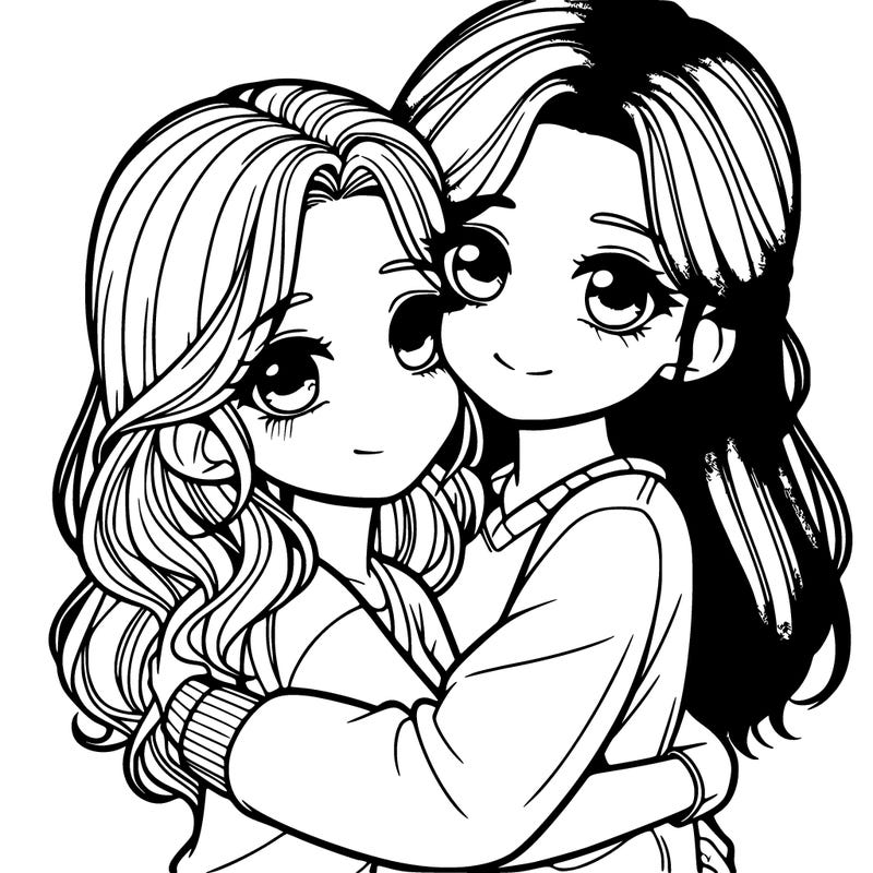 two realistic girls hugging