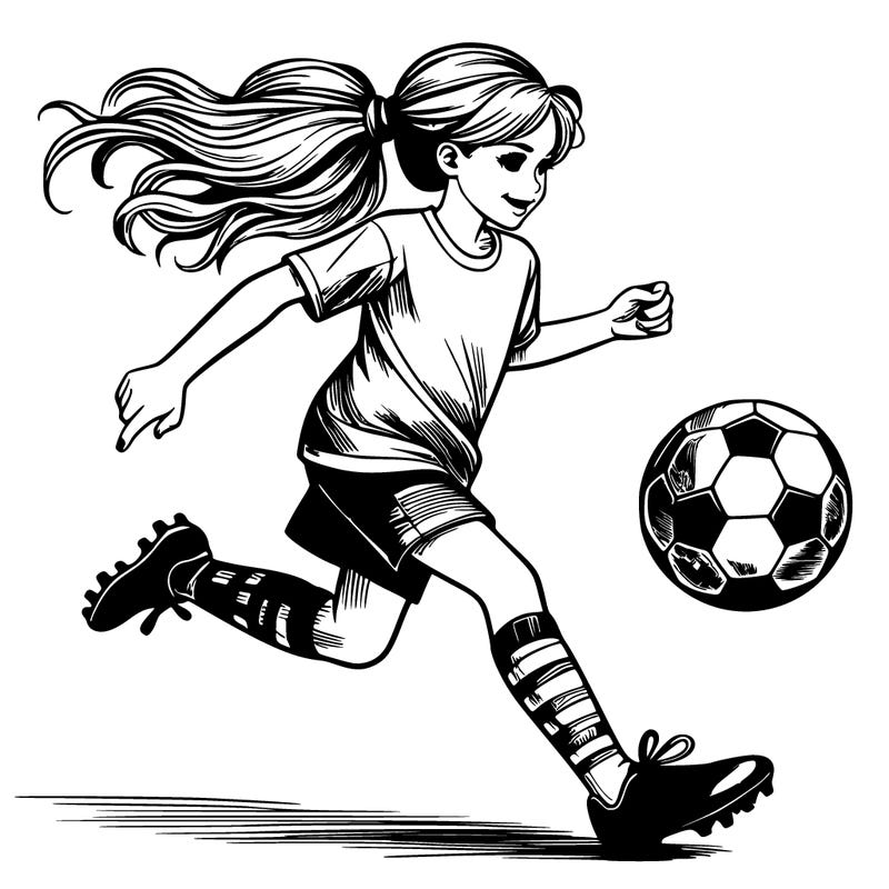 realistic girl playing soccer