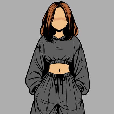 realistic girl faceless with baggy pants and a crop top