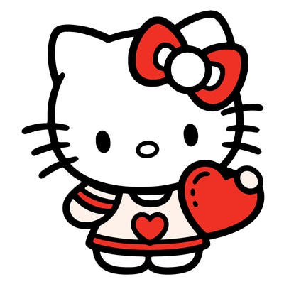 hello kitty with heart in hand