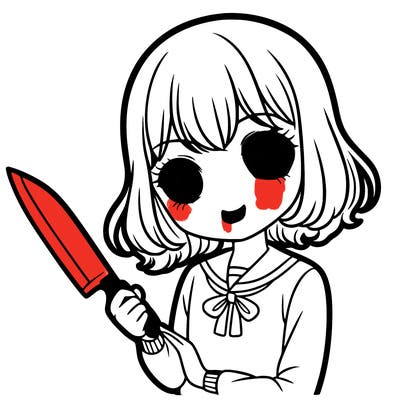 a girl with a knife