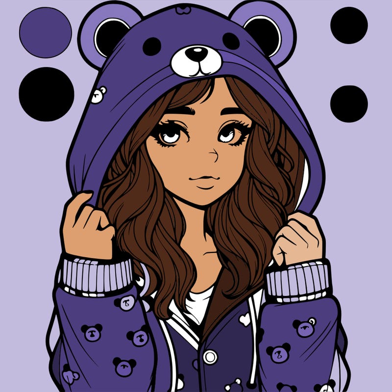 realistic girl in a animal pjs hoodie