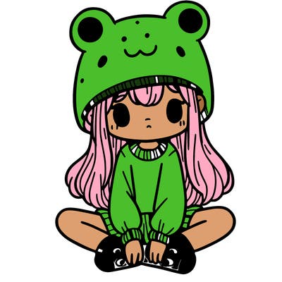 a girl wearing a frog hat and some frog socks