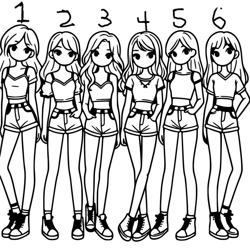 a group of girls wearing crop tops and shorts