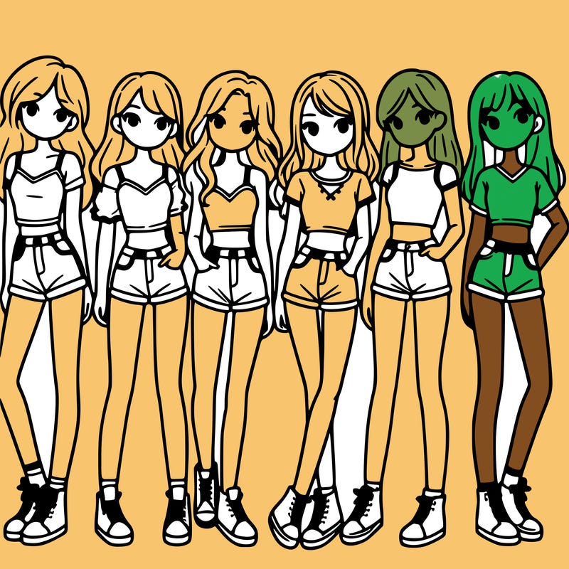 a group of girls wearing crop tops and shorts