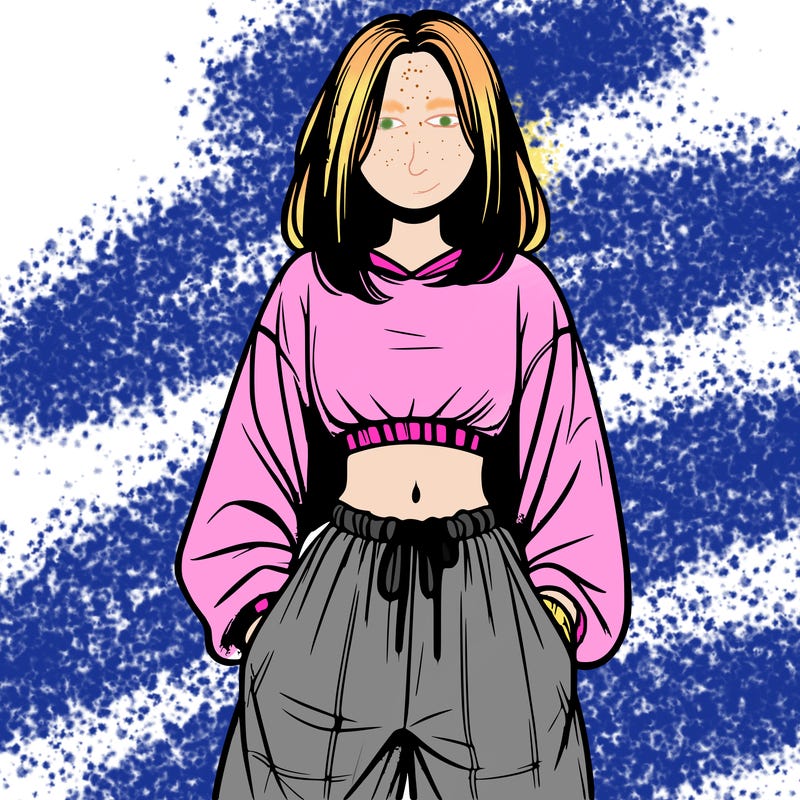 realistic girl faceless with baggy pants and a crop top