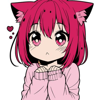 shy anime catgirl