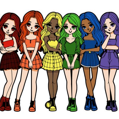 a group of girls realistic