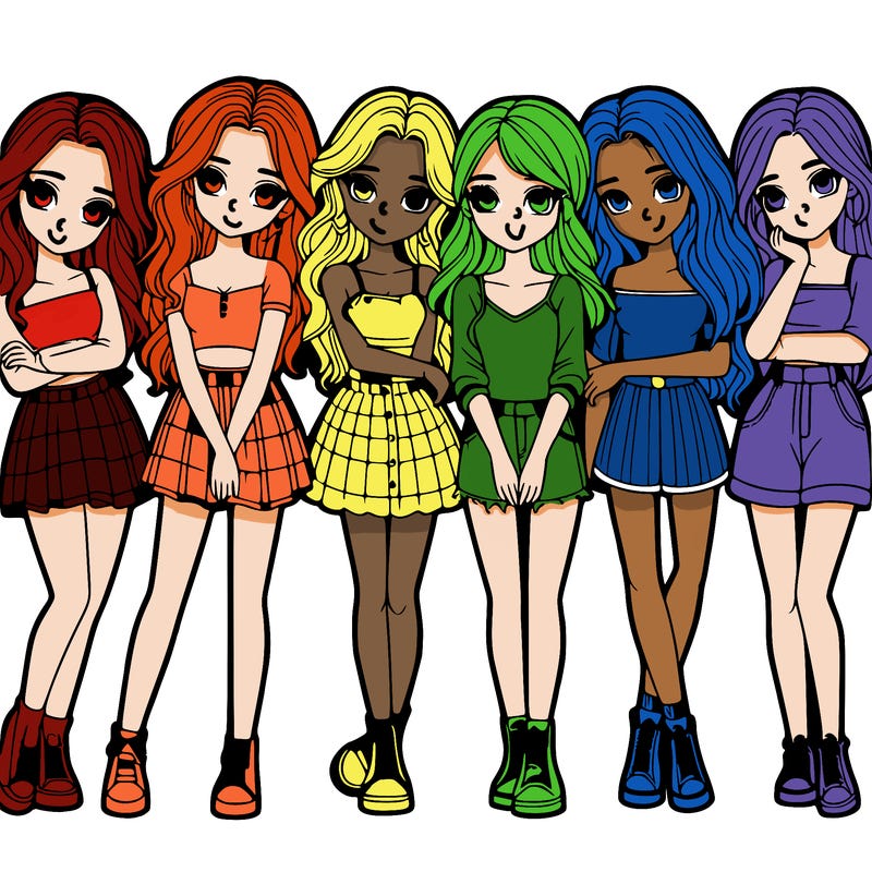 a group of girls realistic