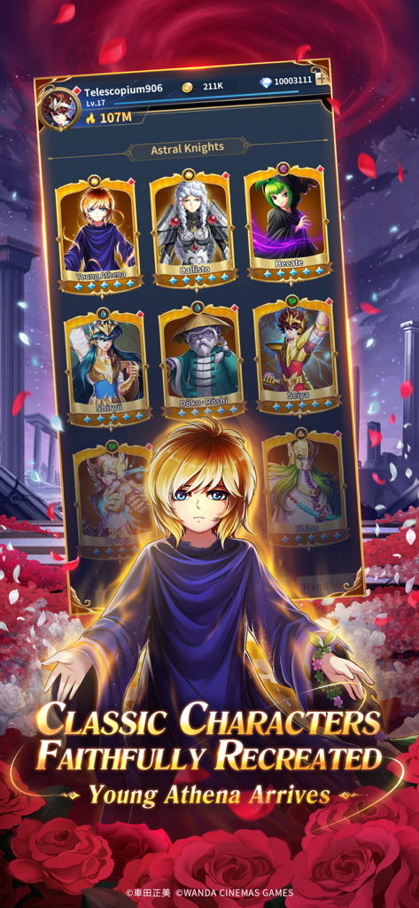 Saint Seiya: Legend of Justice - Young Athena character showcase and Astral Knights collection in Saint Seiya Legend of Justice