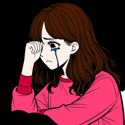 realistic girl crying in a corner