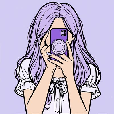 a realistic girl holding her phone taking pictures