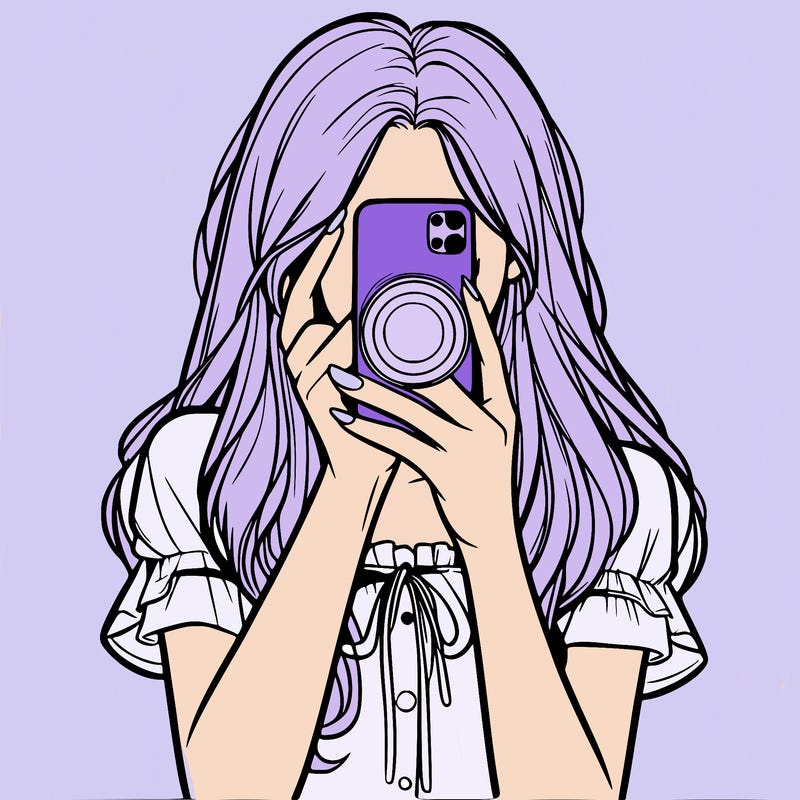 a realistic girl holding her phone taking pictures