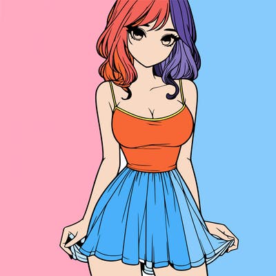 realistic girl in short dress