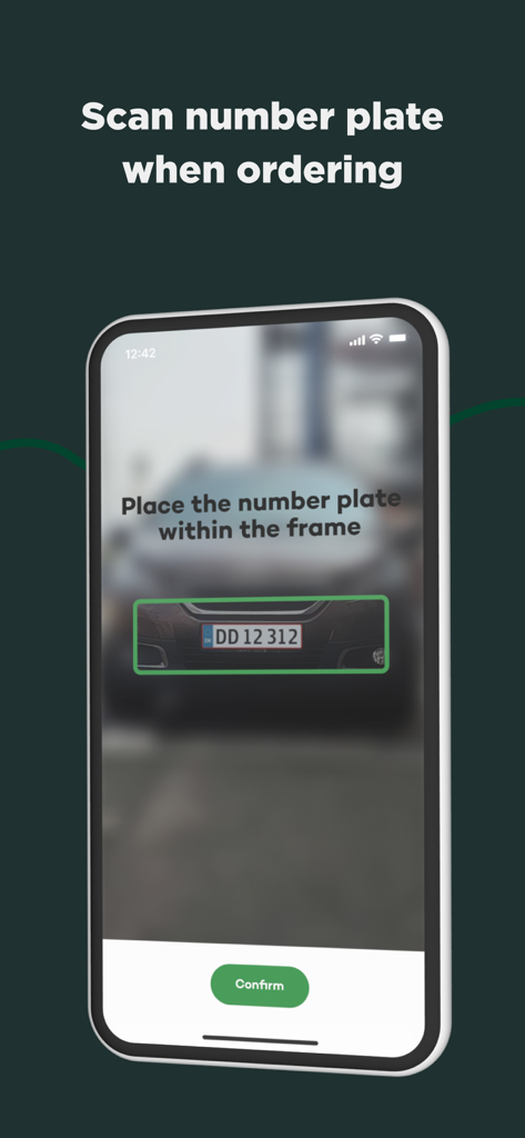 Brobizz-App-Oberfläche zum Scannen eines Autokennzeichens