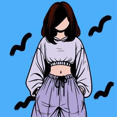 realistic girl faceless with baggy pants and a crop top