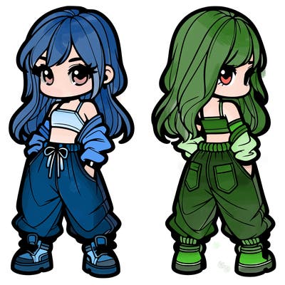 girl in crop top and baggy pants