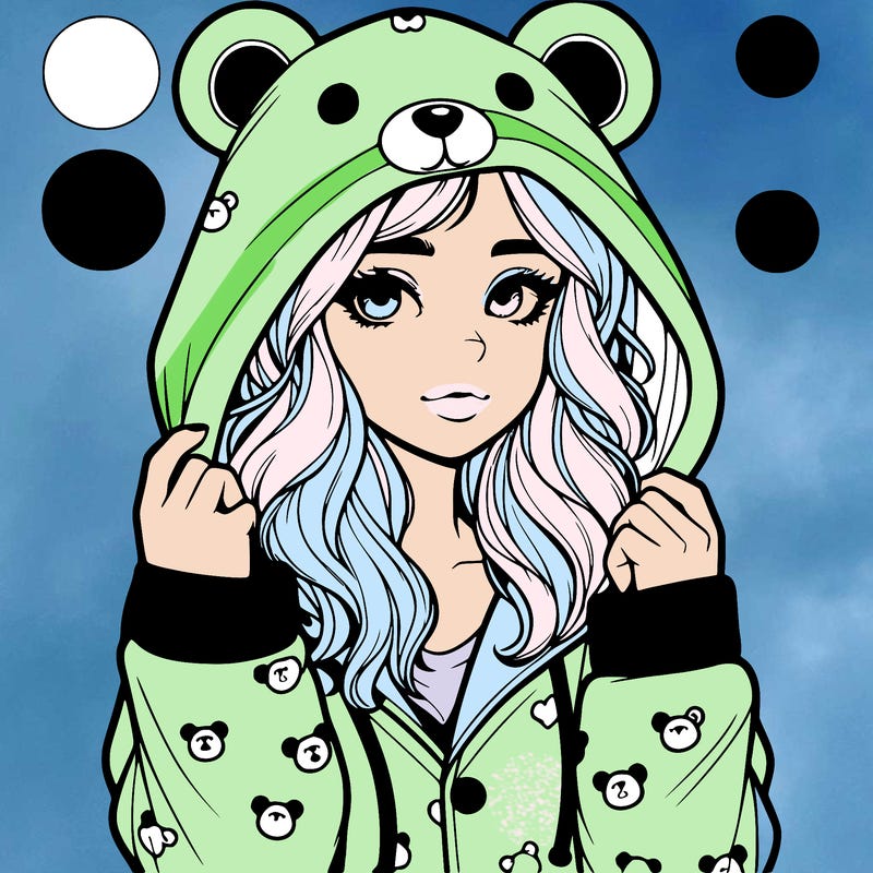 realistic girl in a animal pjs hoodie