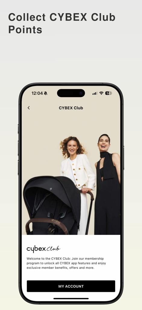 CYBEX Club membership registration screen on a mobile phone