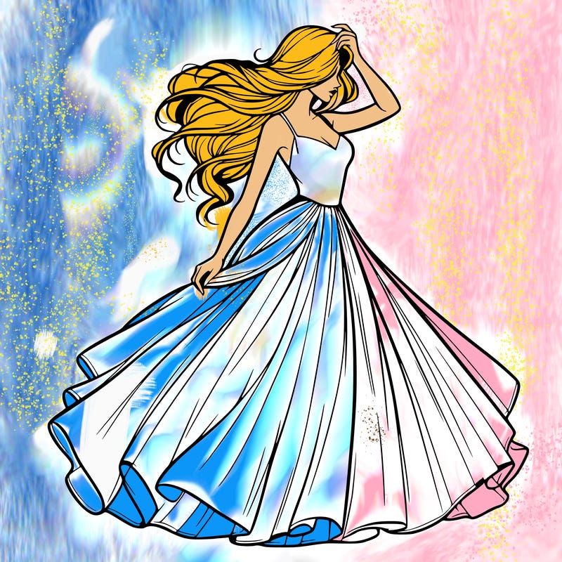 realistic woman with dress flowing in the wind