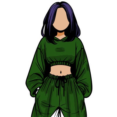 realistic girl faceless with baggy pants and a crop top