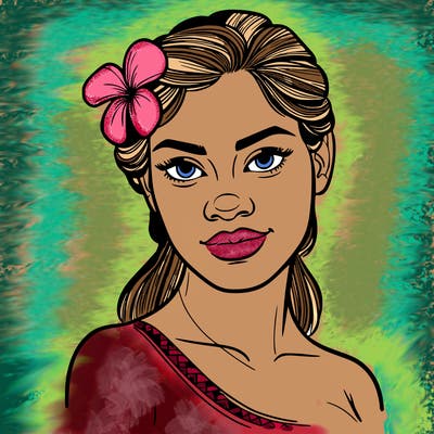 a realistic polynesian woman with a samoan pacific look and a taupou