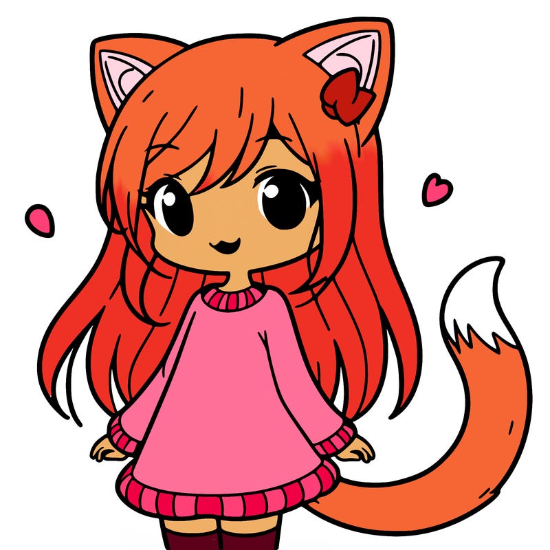 girl with cat ears and tail
