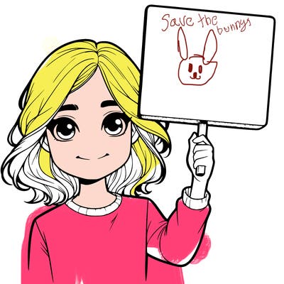 realistic girl holding up a sign