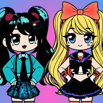hatsune miku and sailor moon as friends