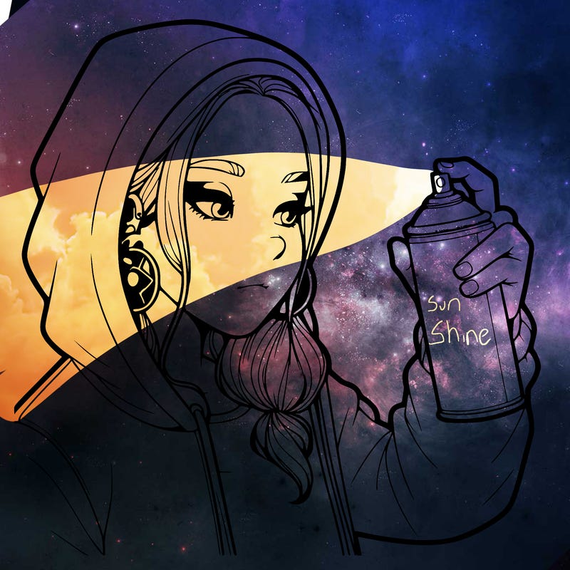 a realistic girl, spray painting