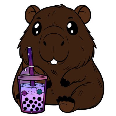capybara with boba tea