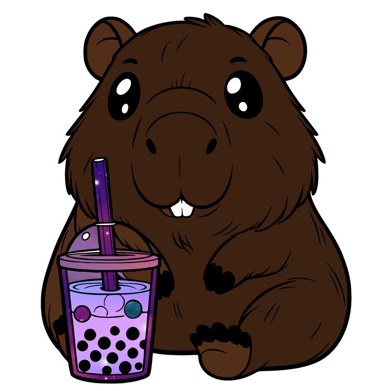 capybara with boba tea