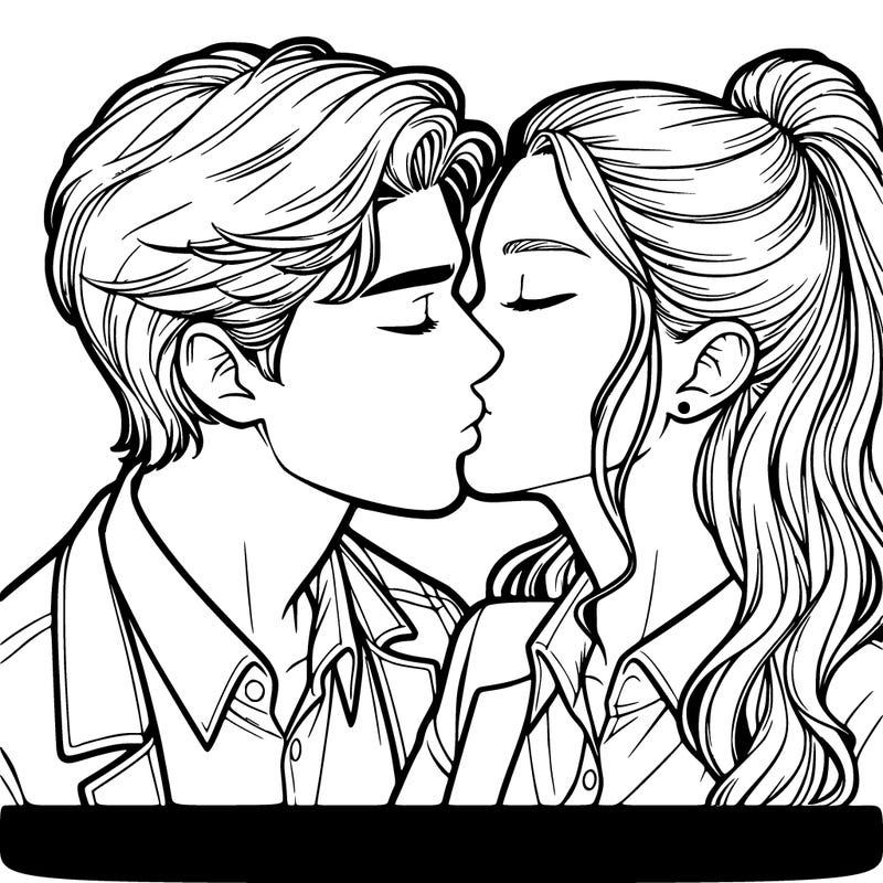 two  realistic people kissing