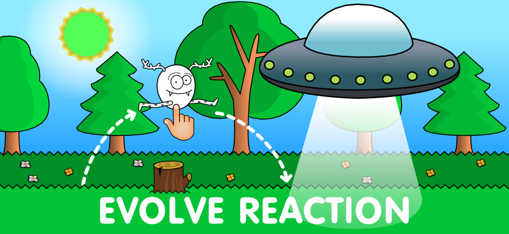 Écran de jeu d'apprentissage pour tout-petits présentant une activité d'entraînement de réaction avec un extraterrestre dessiné et un OVNI