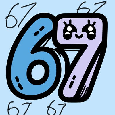 the numbers 67