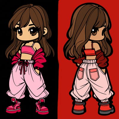 girl in crop top and baggy pants