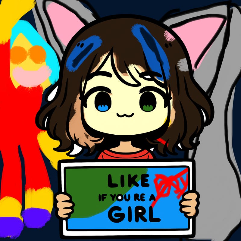 a cute girl holding a sign that says like if you’re a girl