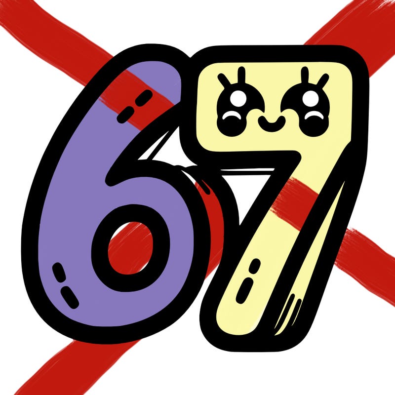 the numbers 67