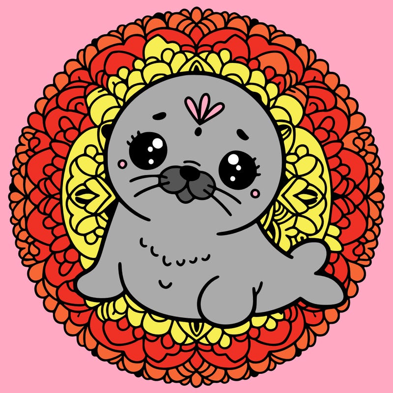 a cute baby seal mandala