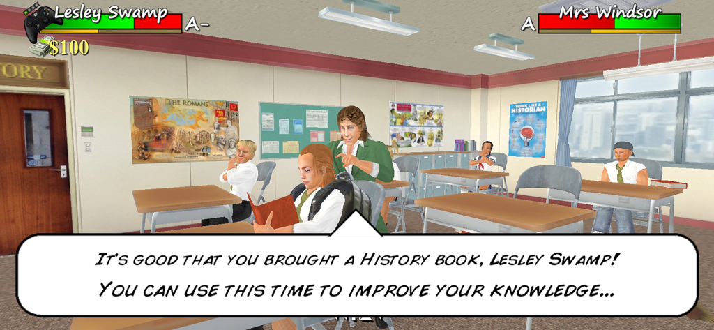 Old School 3D 게임의 역사 수업에서 학생에게 말하는 교사