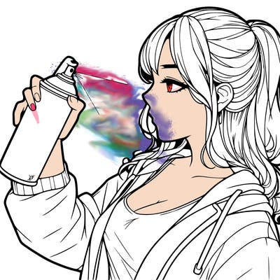 a realistic girl spray, painting
