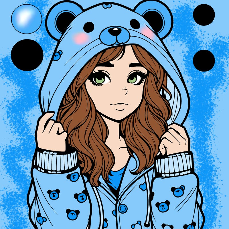 realistic girl in a animal pjs hoodie